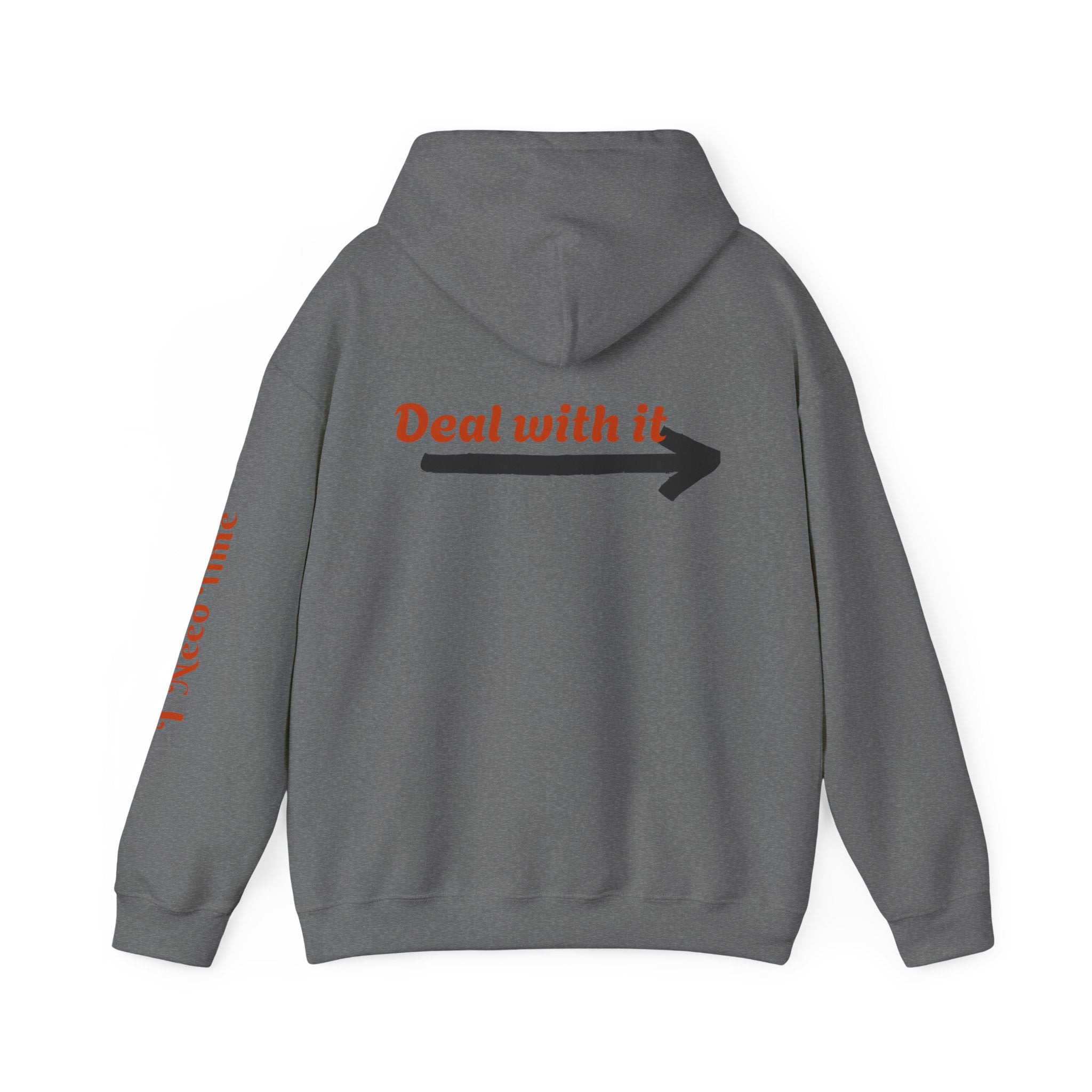 Need a Moment" Emotional Wear  — Minimalist Clock Graphic Sweatshirt with 'I Need Time' Sleeve Text