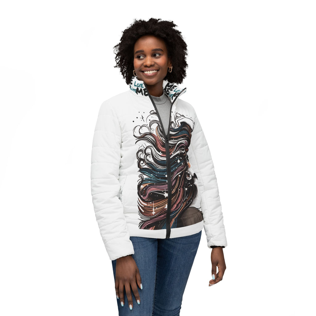 Need A Moment™ White Puffer Jacket - Multi
