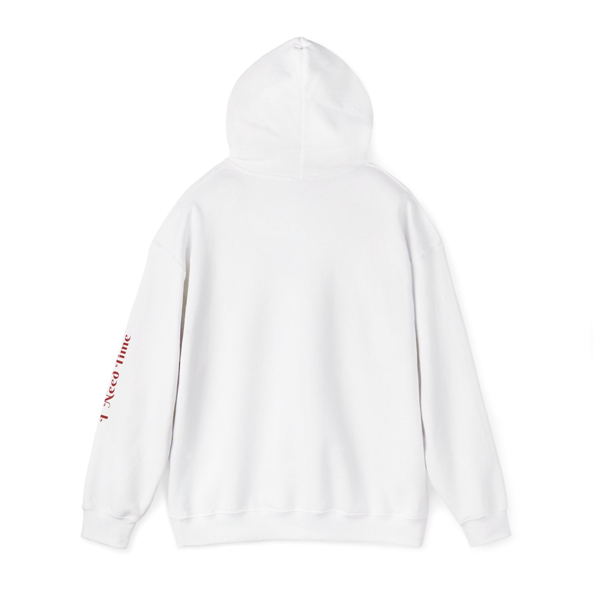 Need a Moment" Emotional Wear  — Minimalist Clock Graphic Sweatshirt with 'I Need Time' Sleeve Text
