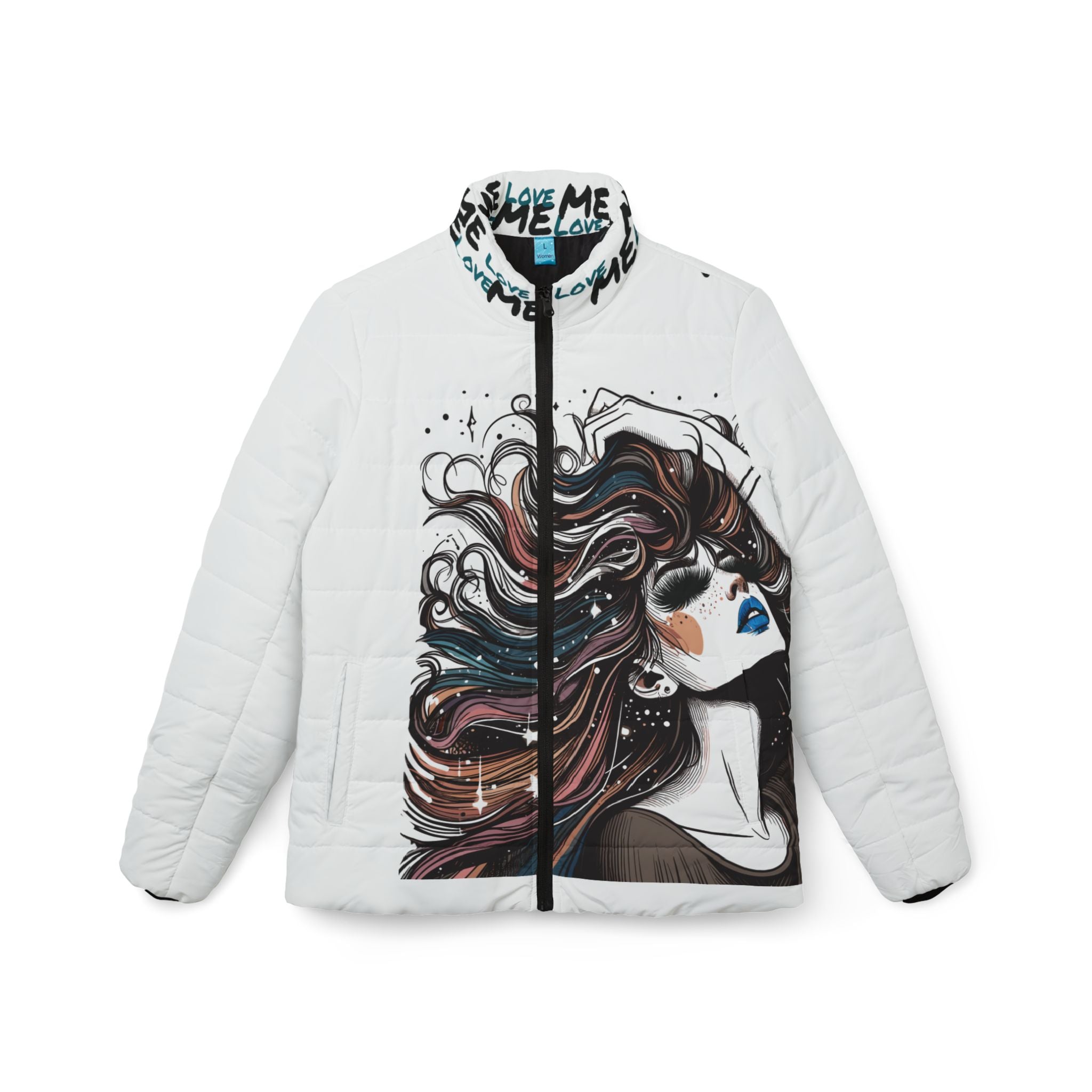 Need A Moment™ White Puffer Jacket - Multi