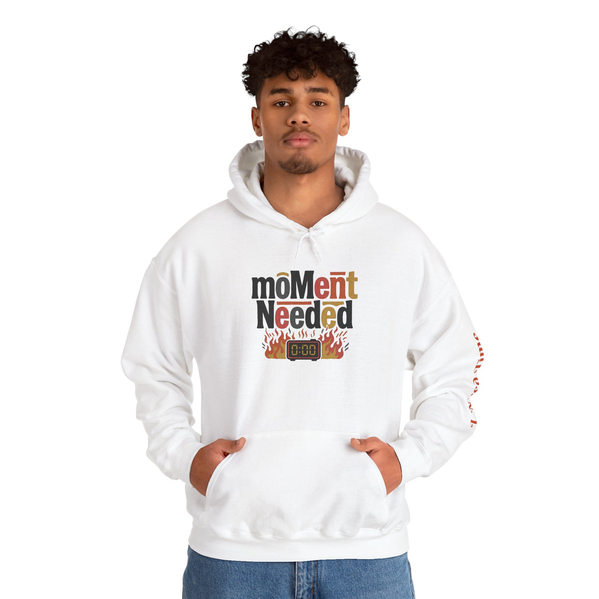 Need a Moment" Emotional Wear  — Minimalist Clock Graphic Sweatshirt with 'I Need Time' Sleeve Text