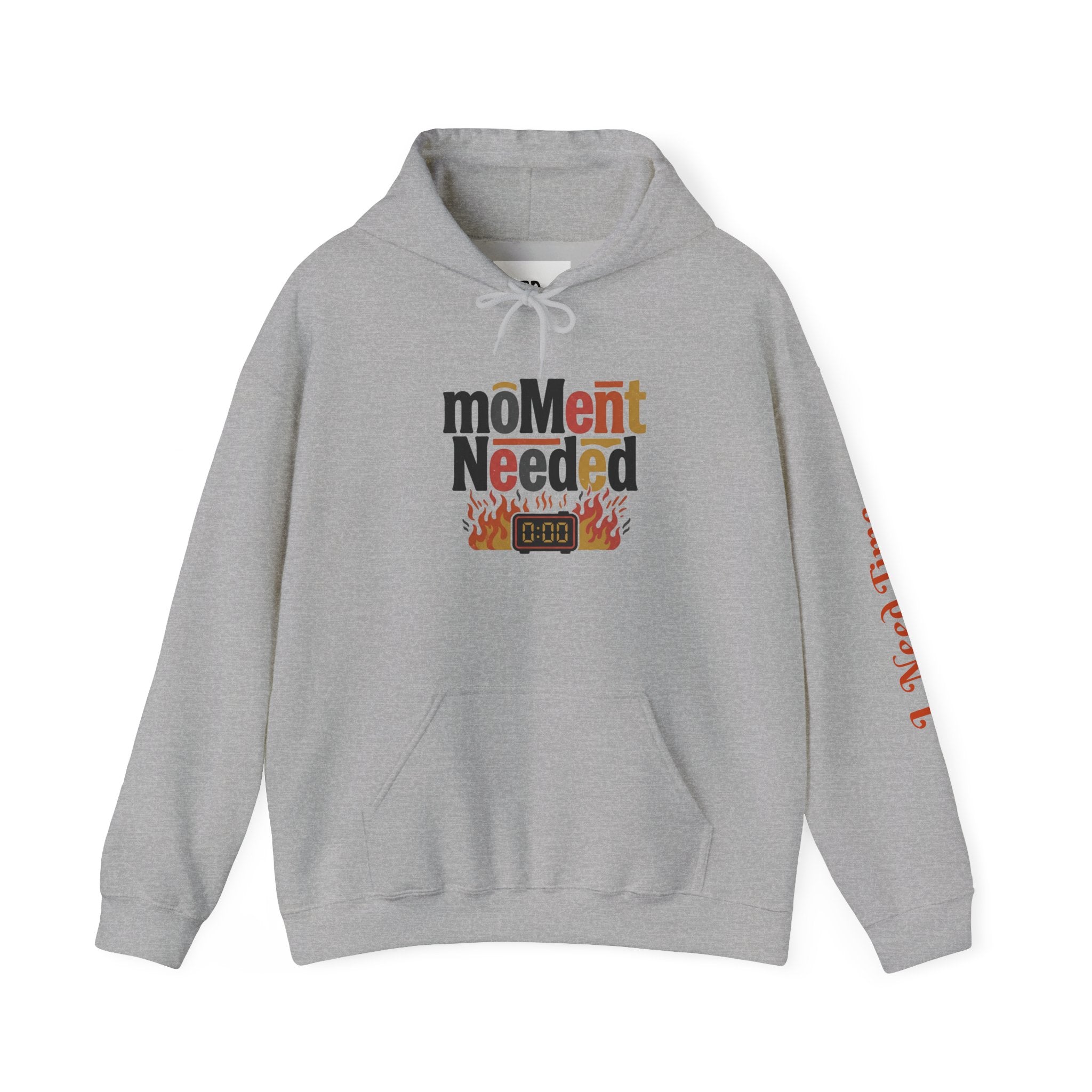 Need a Moment" Emotional Wear  — Minimalist Clock Graphic Sweatshirt with 'I Need Time' Sleeve Text