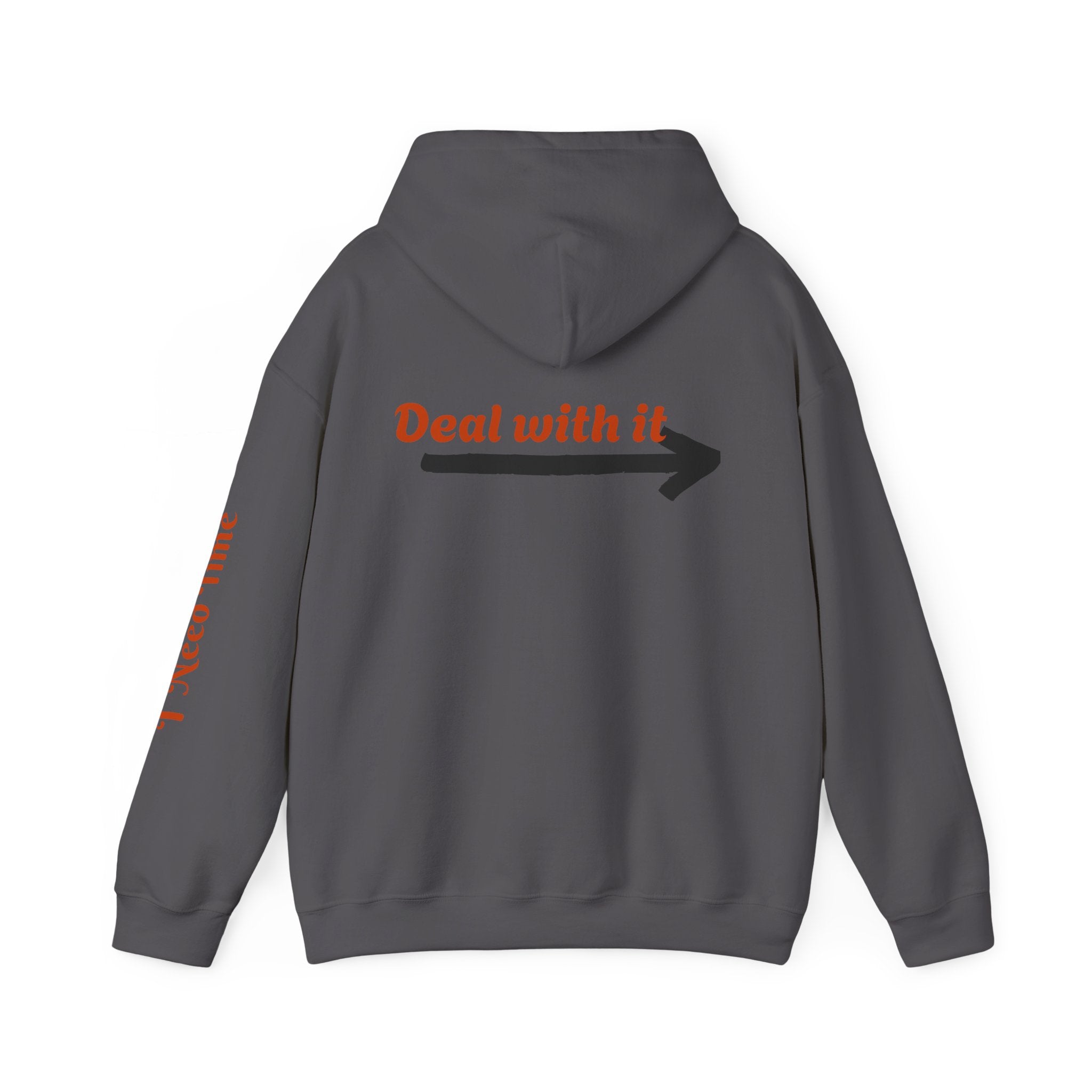 Need a Moment" Emotional Wear  — Minimalist Clock Graphic Sweatshirt with 'I Need Time' Sleeve Text